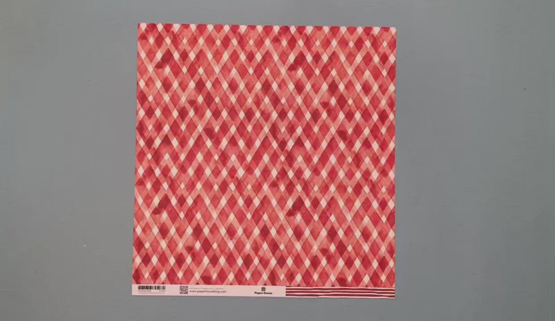 Scrapbook Paper - Red Watercolor Plaid / Stripes