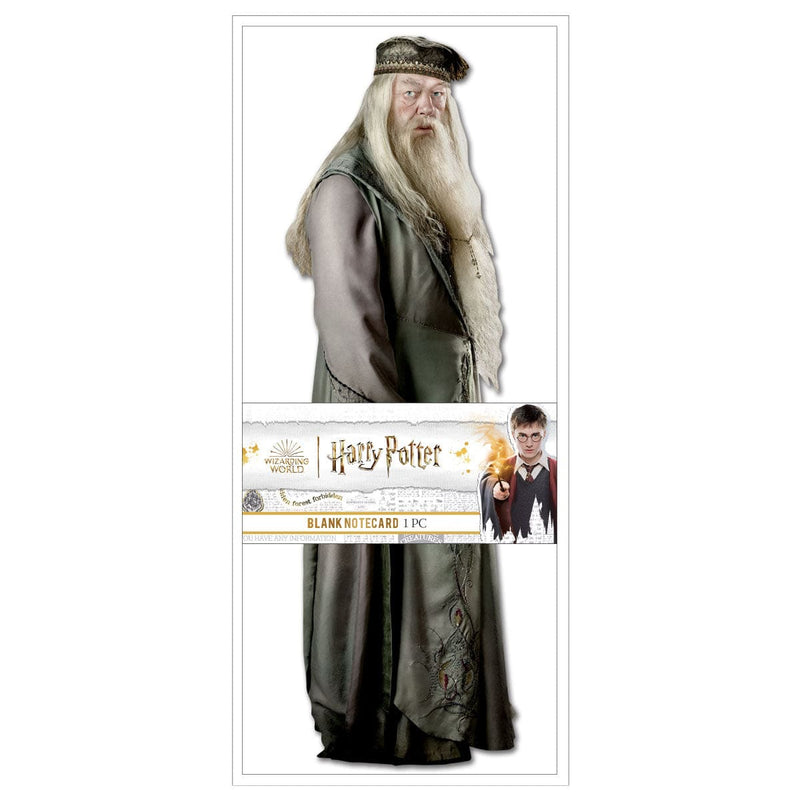 shaped notecard featuring Albus Dumbledore in package on a white background.