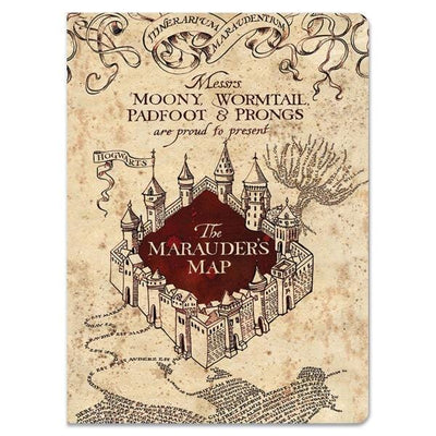 Marauder's Map Softcover harry potter journal notebook image shows cover featuring a Hogwarts castle illustration on beige background.