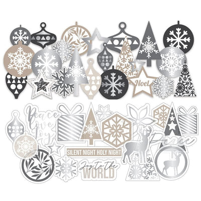 craft kit featuring a variety of illustrated, holiday diecuts, shown on white background.