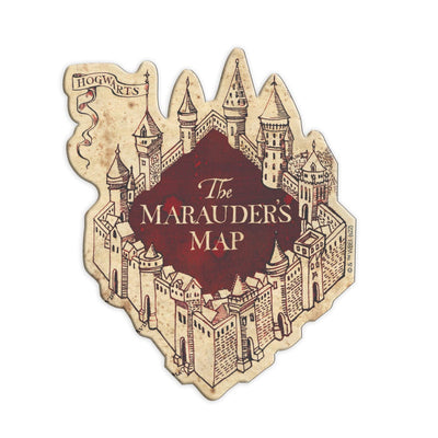fridge magnet featuring a shaped marauder's map drawing shown on a white background.