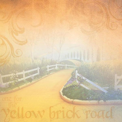 scrapbook paper featuring the Wizard of Oz Yellow Brick Road.