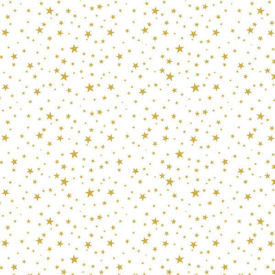 scrapbook paper featuring a gold star pattern on white background.