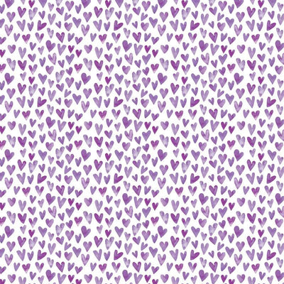 scrapbook paper image features a purple heart pattern on white.