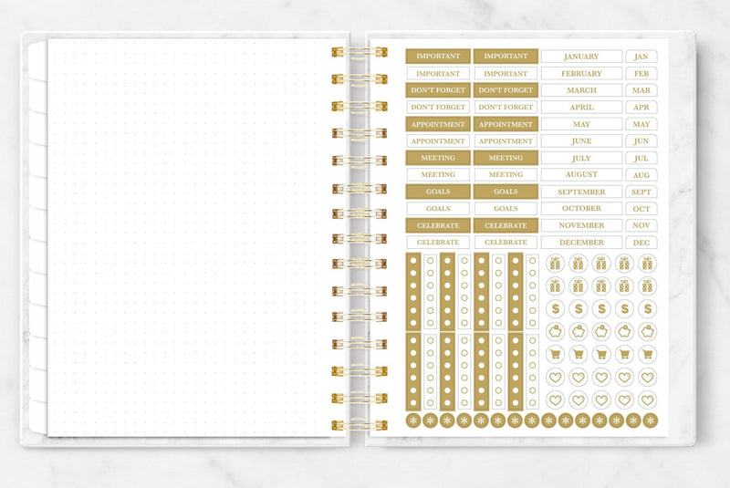be your queen planner organizer shown open to the planner stickers page