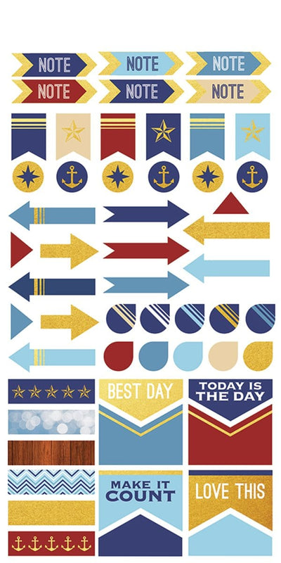 planner sticker sheet featuring nautical theme