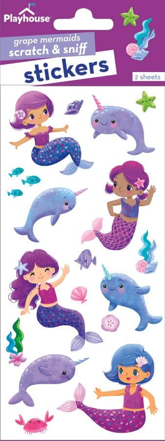 grape narwhals and mermaids scratch and sniff stickers