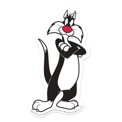 vinyl laptop sticker featuring a diecut Sylvester the Cat illustration.