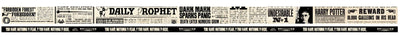 Two strips of washi tape are shown featuring Harry Potter newsprint and "you have nothing to fear…" words on black background.
