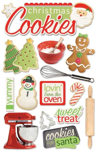 3D scrapbook stickers featuring christmas cookies