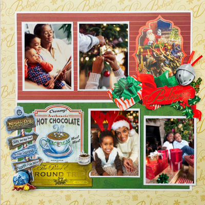 Two Polar Express Scrapbook Page Layouts