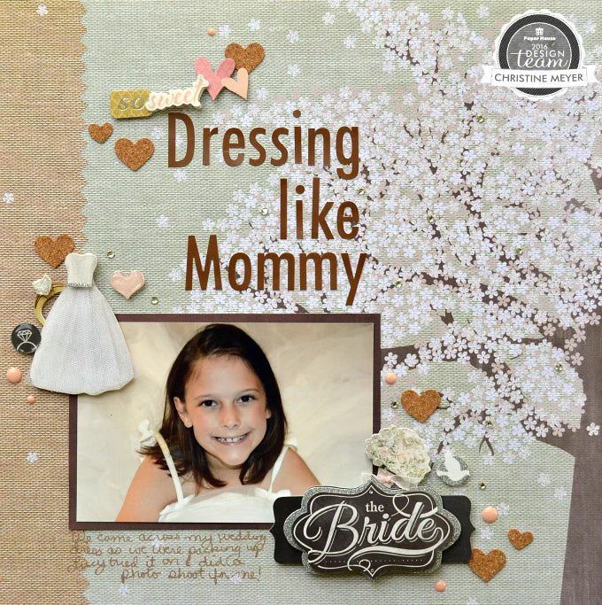 scrapbook layout featuring a bride layout with a photo of a girl.