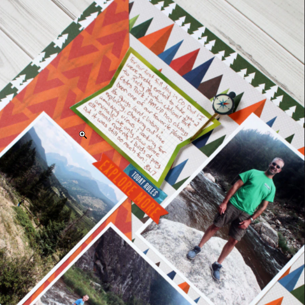 scrapbook layout featuring family enjoying mountainous terrain