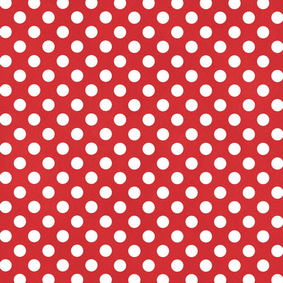 scrapbook paper featuring white polka dots on a red background.