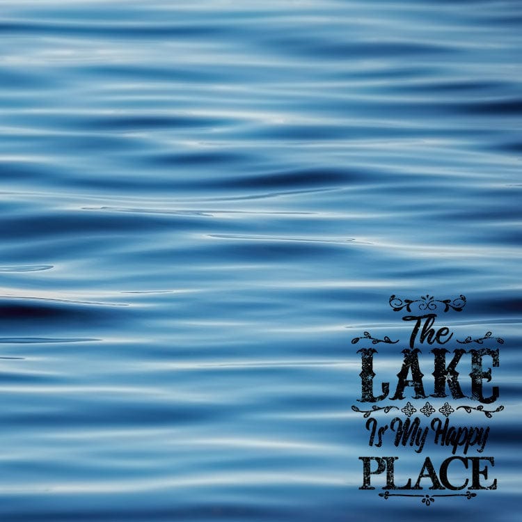 scrapbook paper featuring a photographic close up image of gentle blue waves with black text