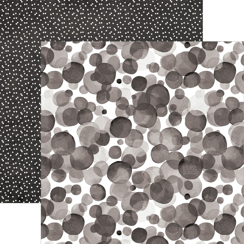 Black Watercolor Polka Dots 12 x 12 Paper