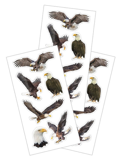 3 sheets of decorative stickers featuring photographic images of eagles in flight.