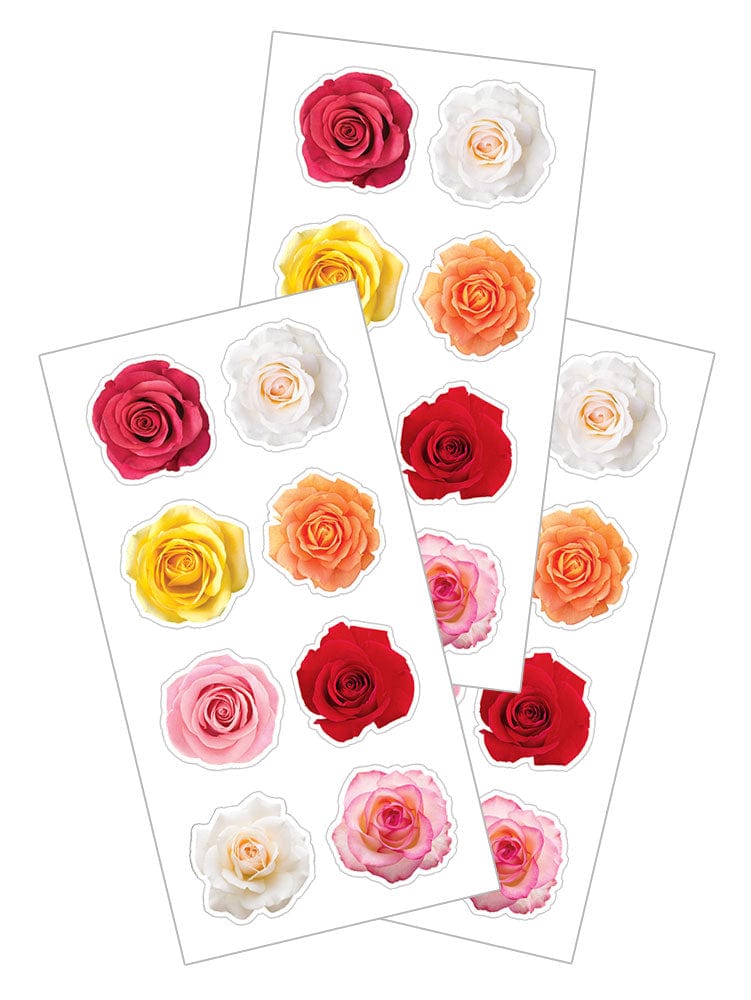 3 sheets of decorative stickers featuring colorful photographic roses.