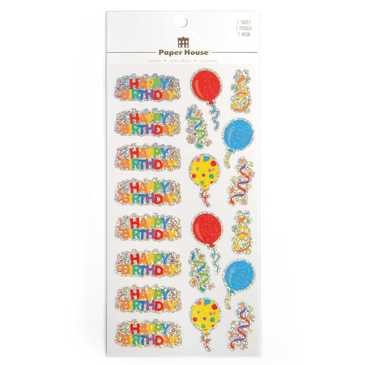 Decorative Stickers - Holographic Foil Birthday Balloons/Banner