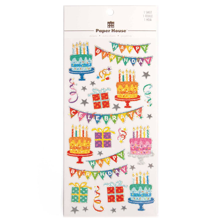 Decorative Stickers - Holographic Foil Birthday Cakes