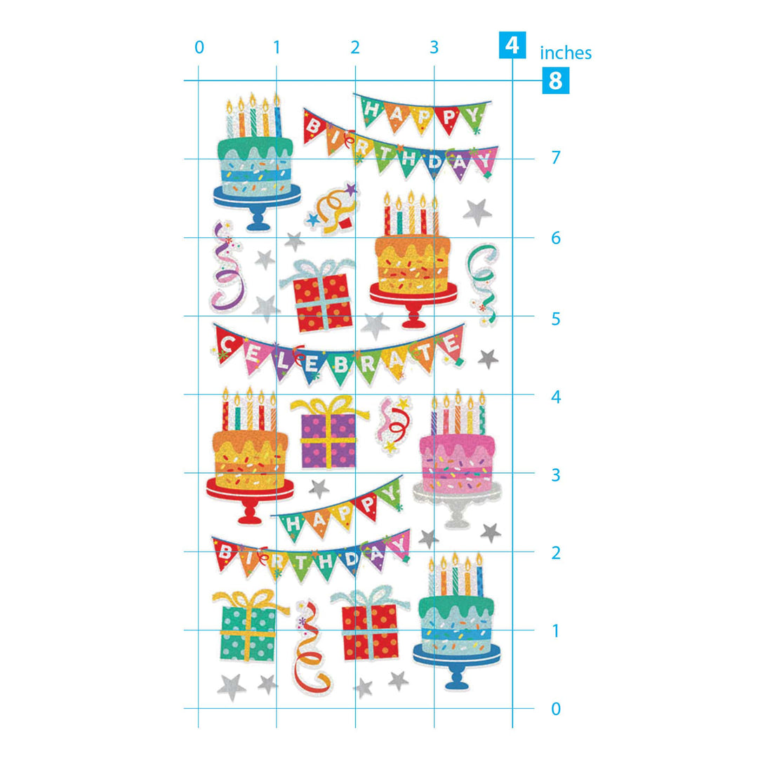 Decorative Stickers - Holographic Foil Birthday Cakes