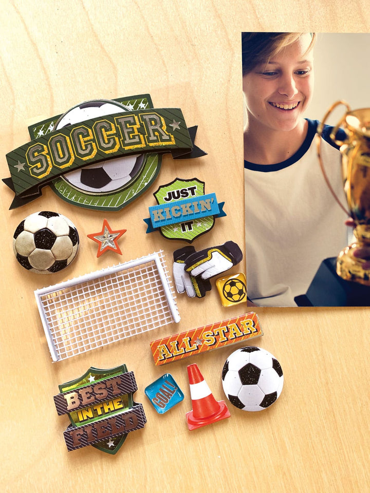 Scrapbook Stickers - 3D Soccer Champ