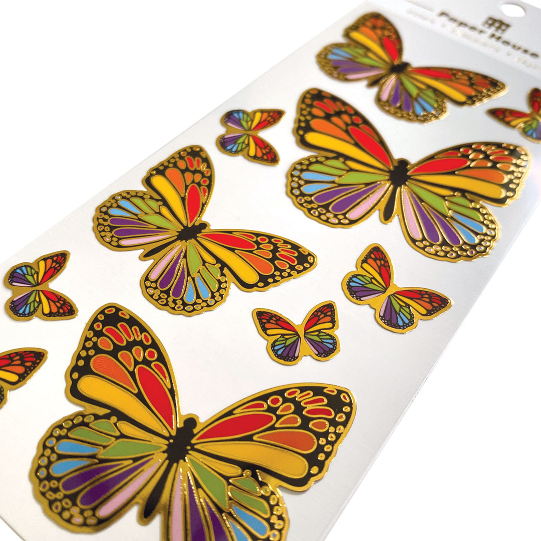 Decorative Stickers - Rainbow Butterflies Faux Enamel