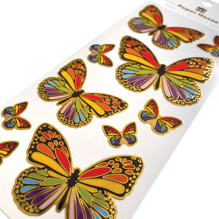 Decorative Stickers - Rainbow Butterflies Faux Enamel