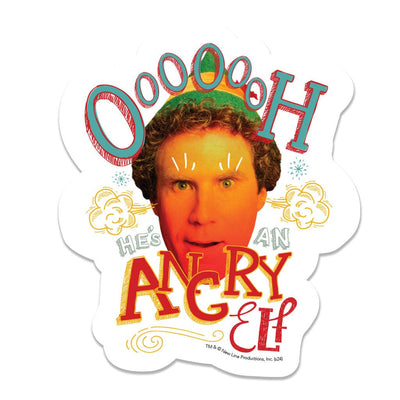 vinyl sticker featuring Buddy, the elf with an angry face.