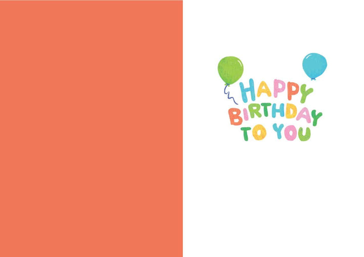 CF-7107E - Birthday Balloon Pattern - Foil Card - Colorful "Happy Birthday To You" text with green and blue balloons on coral and white background