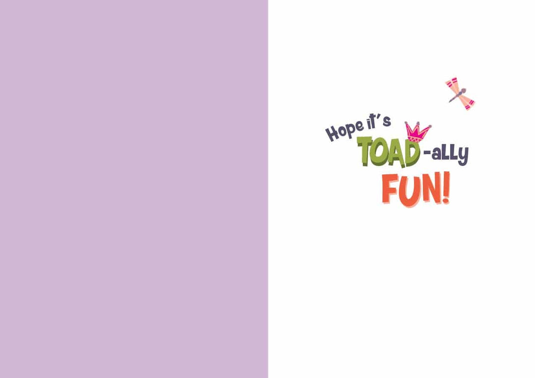 CF-7109E - Birthday Frog - Foil Card - Purple and white foil card with colorful text reading "Hope it&