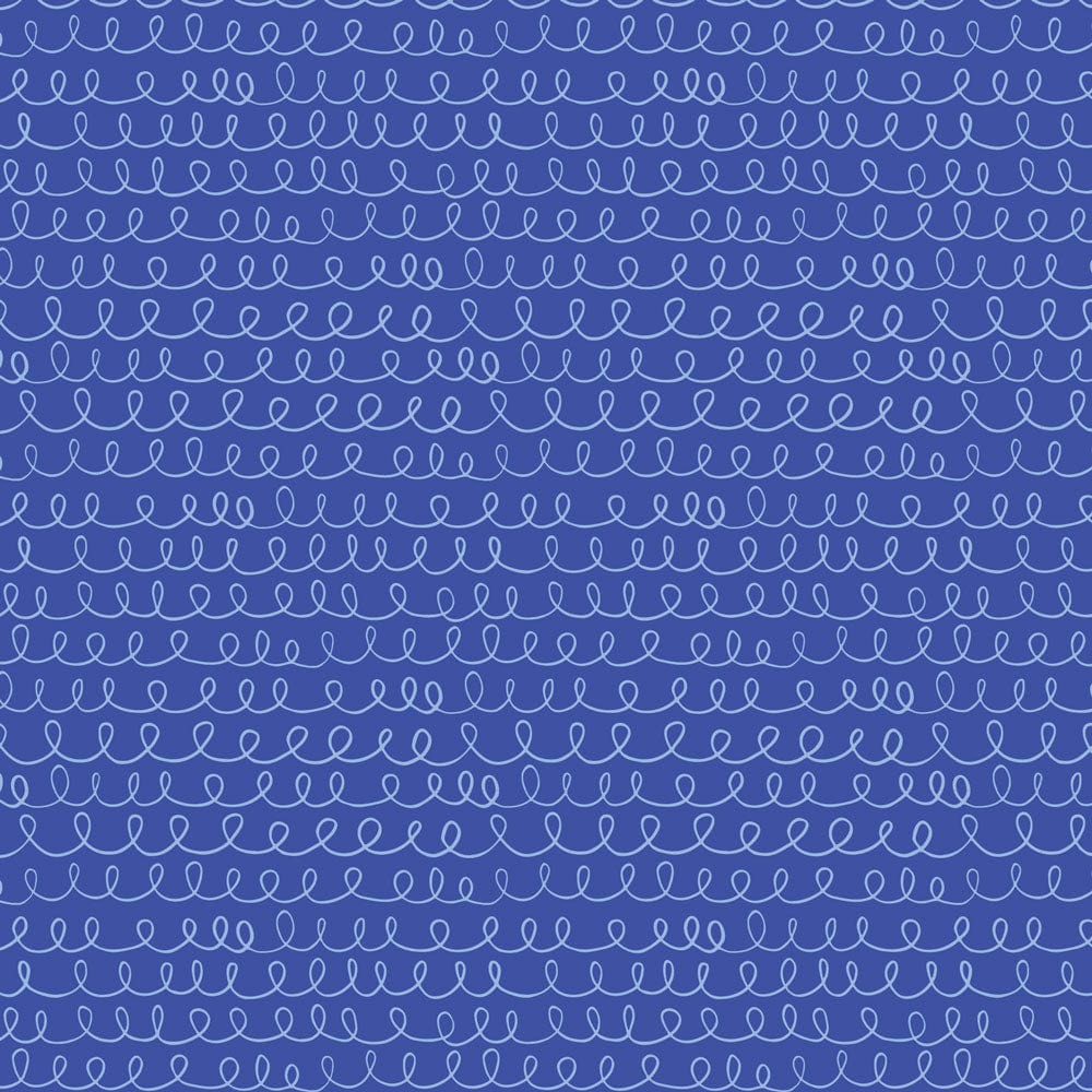 P-2338E - Numbers 12 x 12 Paper - Blue decorative paper with repeating light blue scalloped and loop pattern throughout