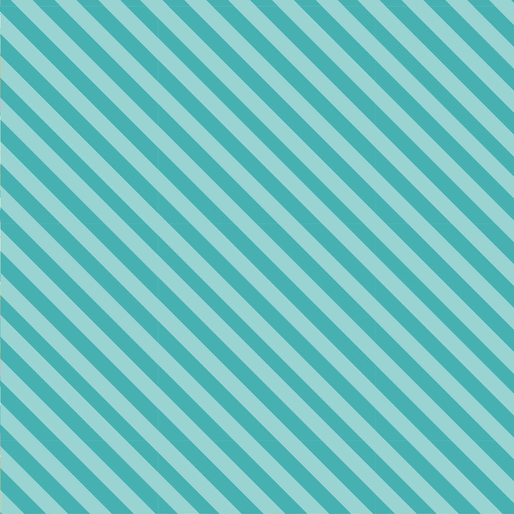 P-2340E - Rainbow Dreams 12 x 12 Paper - Diagonal striped pattern in alternating teal and light turquoise bands