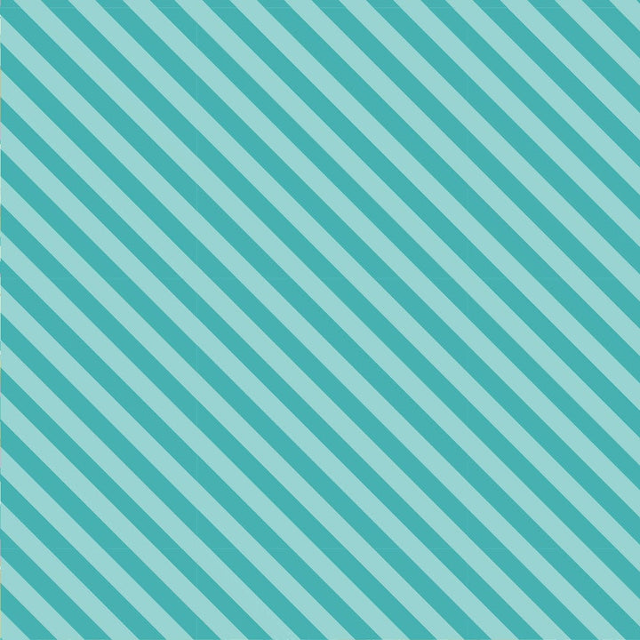 P-2340E - Rainbow Dreams 12 x 12 Paper - Diagonal striped pattern in alternating teal and light turquoise bands