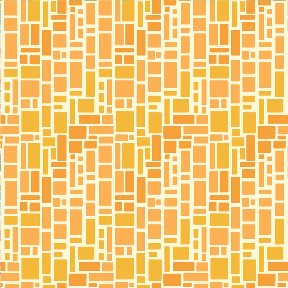 P-2341E - Atmosphere 12 x 12 Paper - Abstract pattern of overlapping rectangles in shades of orange, gold, and yellow on a white background