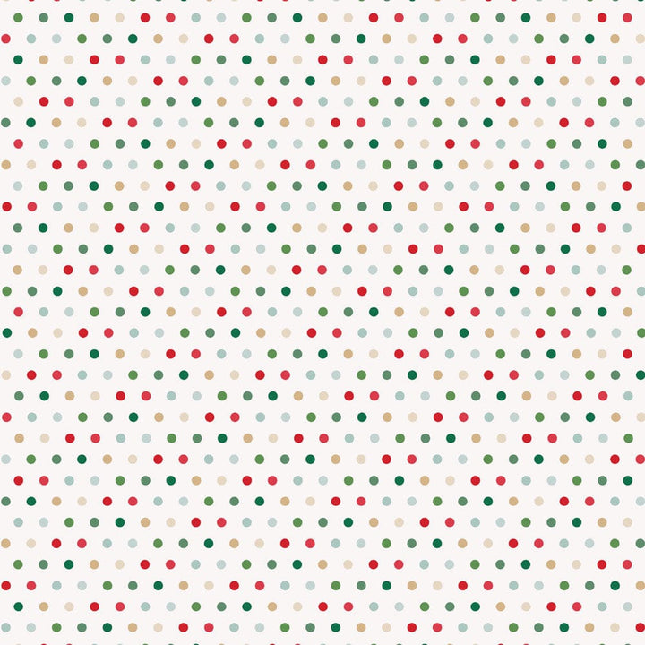 P-2346E - Christmas Sparkle 12 x 12 Paper - Repeating pattern of small red, green, tan, and blue dots on a cream background
