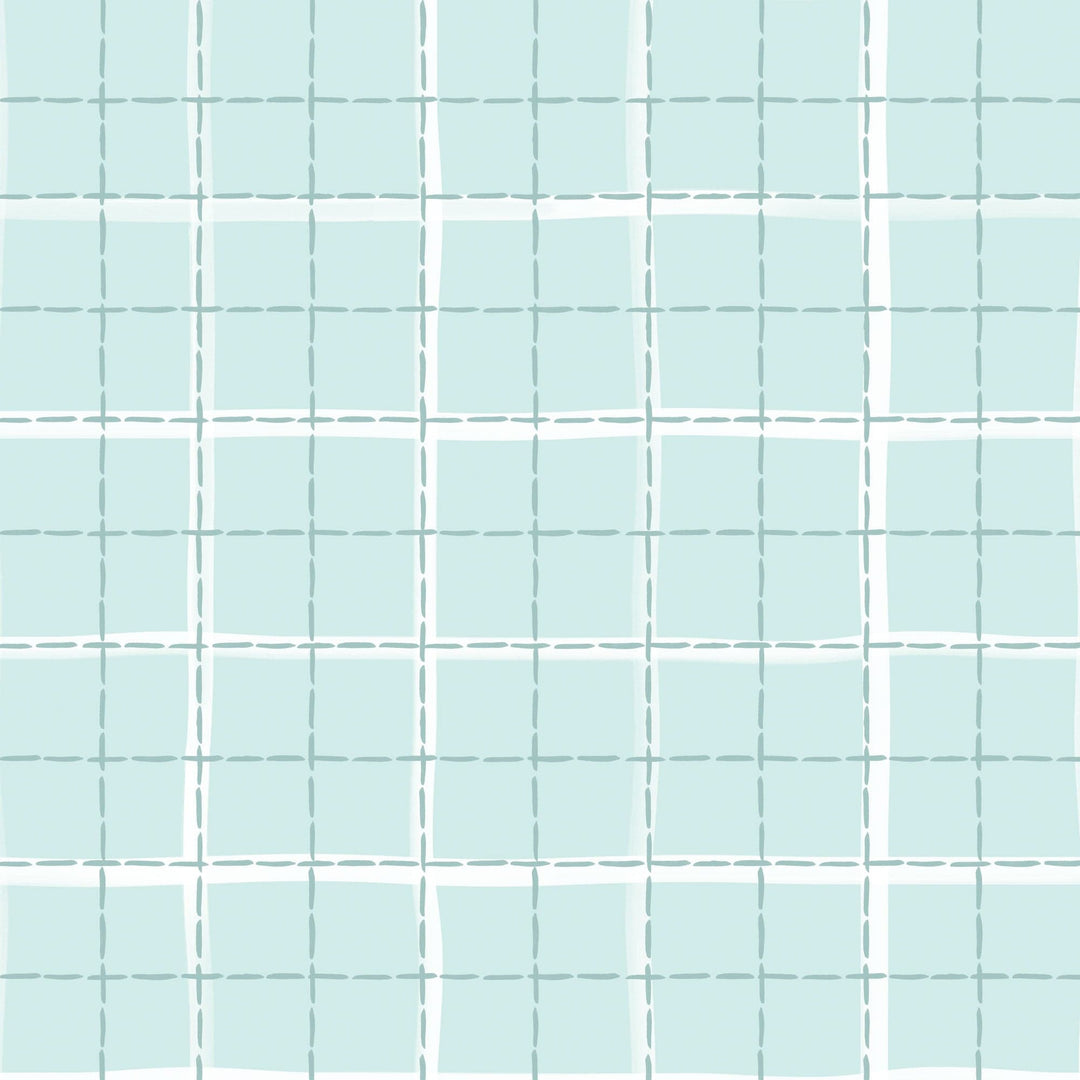 P-2349E - Baby Boy Stars 12 x12 Paper - Light blue grid pattern with white dashed vertical stripes on decorative paper