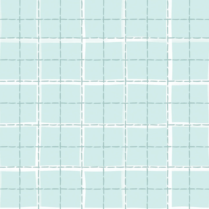 P-2349E - Baby Boy Stars 12 x12 Paper - Light blue grid pattern with white dashed vertical stripes on decorative paper