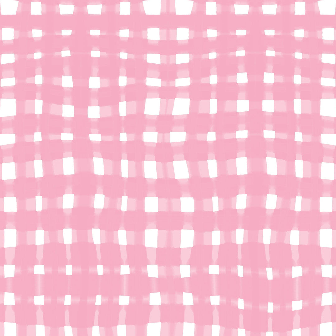 P-2351E - Baby Girl Floral 12 x12 Paper - Pink and white gingham check pattern with slightly distorted squares creating a textured, dimensional effect