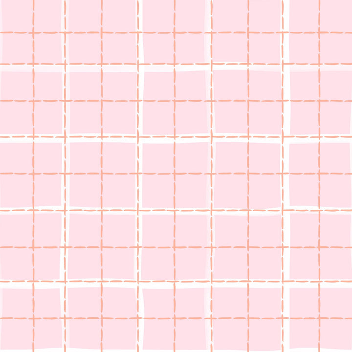 P-2352E - Baby Girl Stars 12 x 12 Paper - Light pink background with a dashed grid pattern in peachy, tan, and white tones