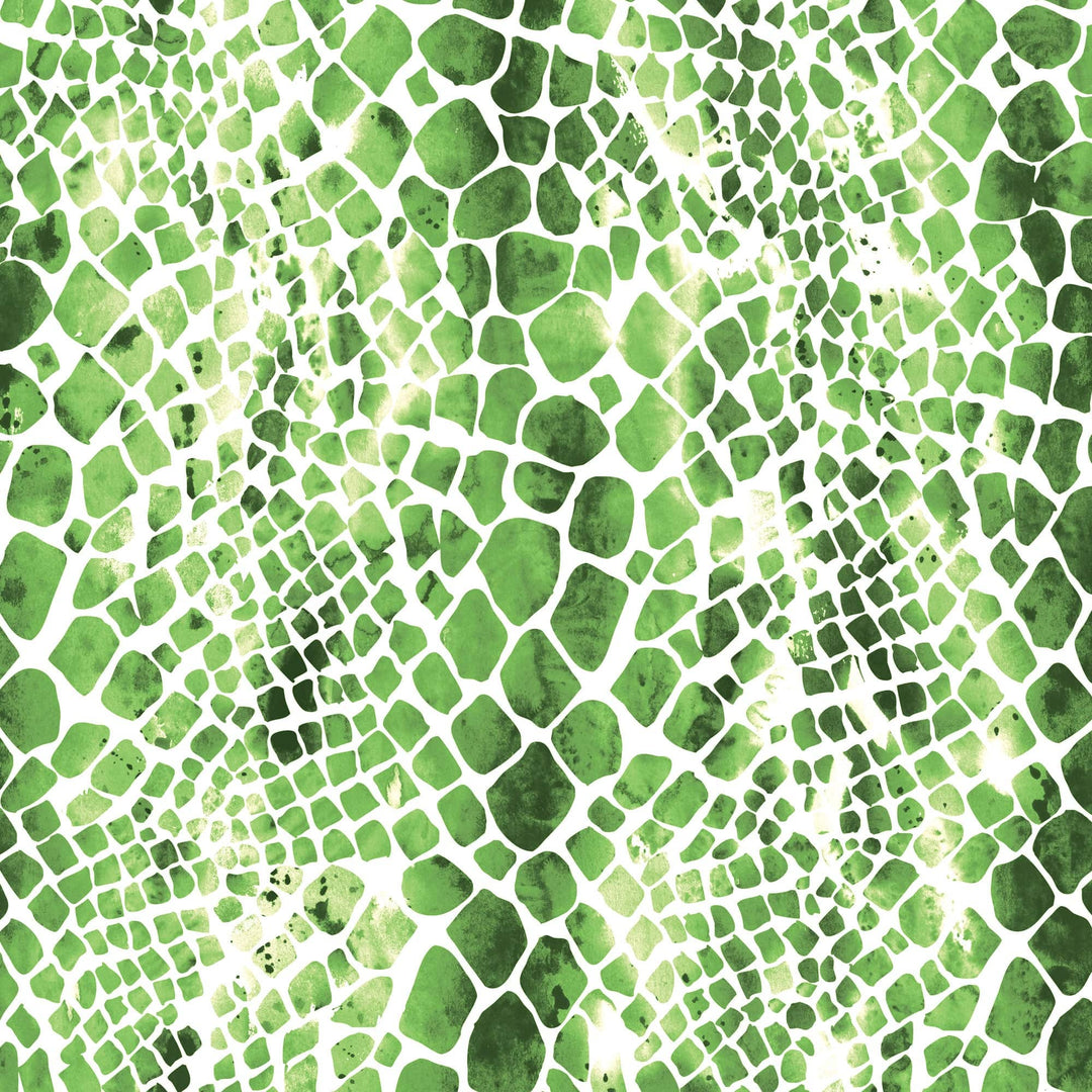 P-2359E - Green Watercolor Zebra &amp; Python Print 12 x 12 Paper - Green watercolor scales pattern with white grid lines on white background