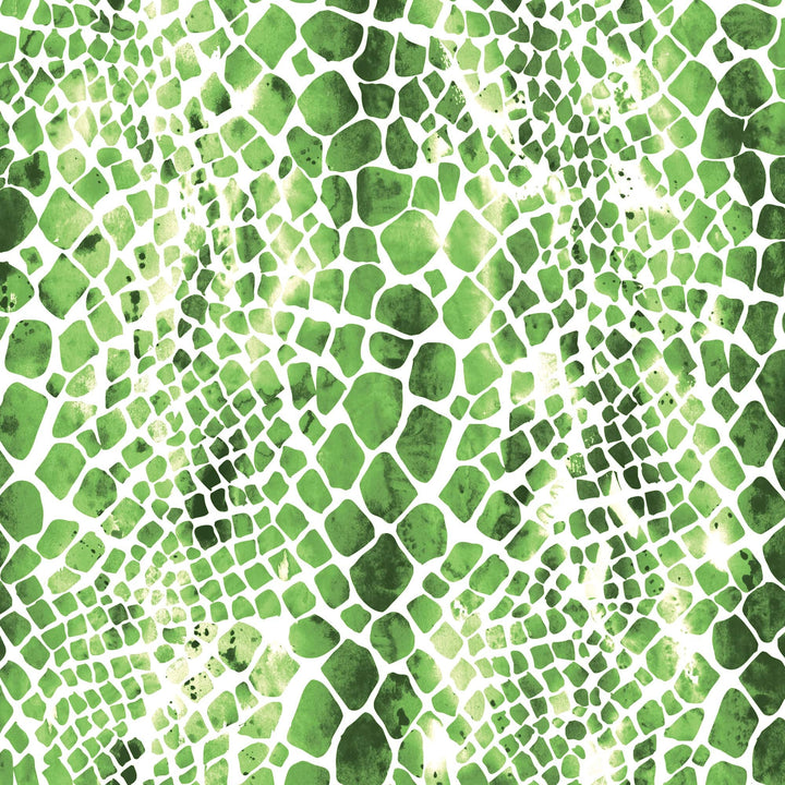 P-2359E - Green Watercolor Zebra &amp; Python Print 12 x 12 Paper - Green watercolor scales pattern with white grid lines on white background