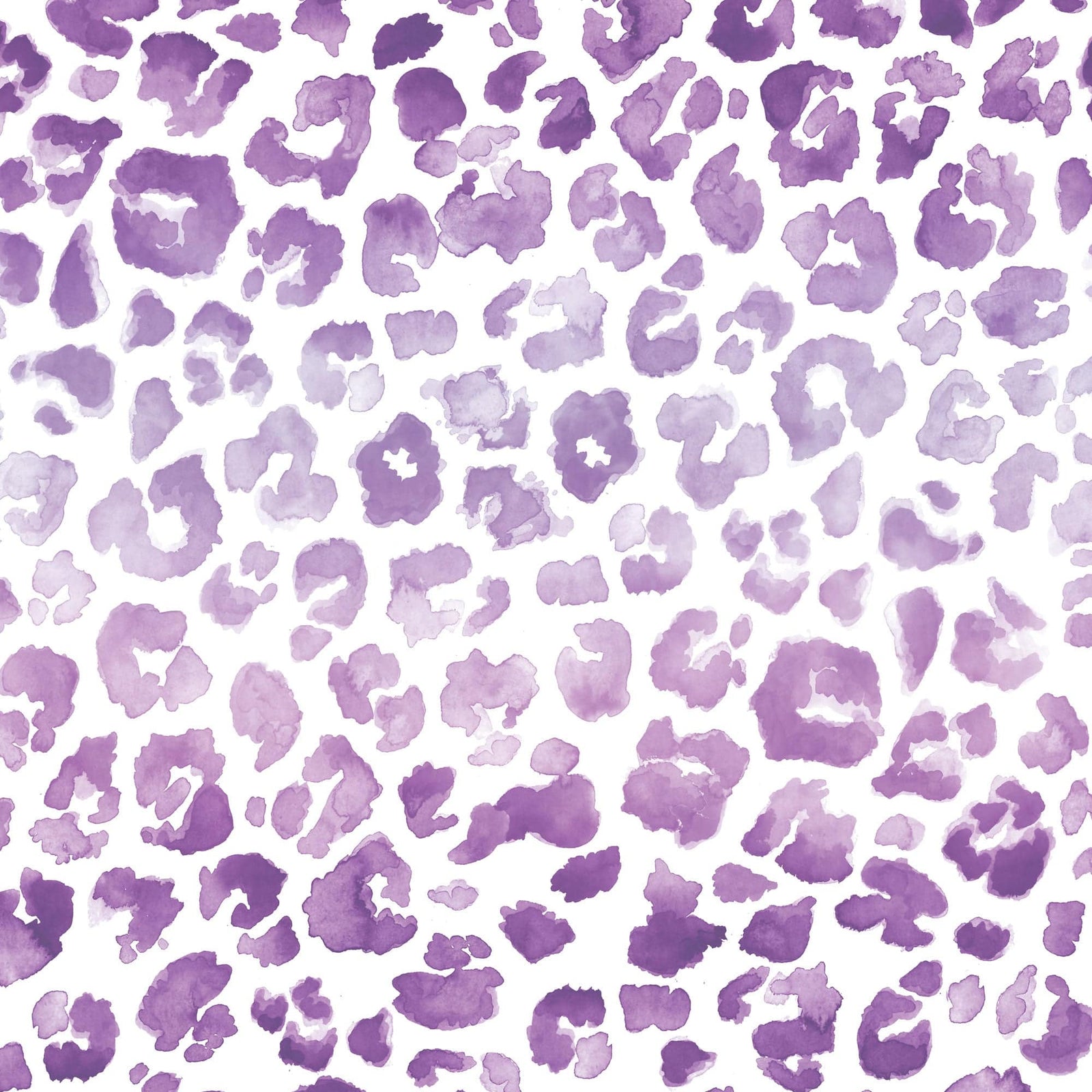 P-2361E - Purple Watercolor Leopard Print 12 x 12 Paper - Purple watercolor paint splotches and irregular shapes scattered across a white background