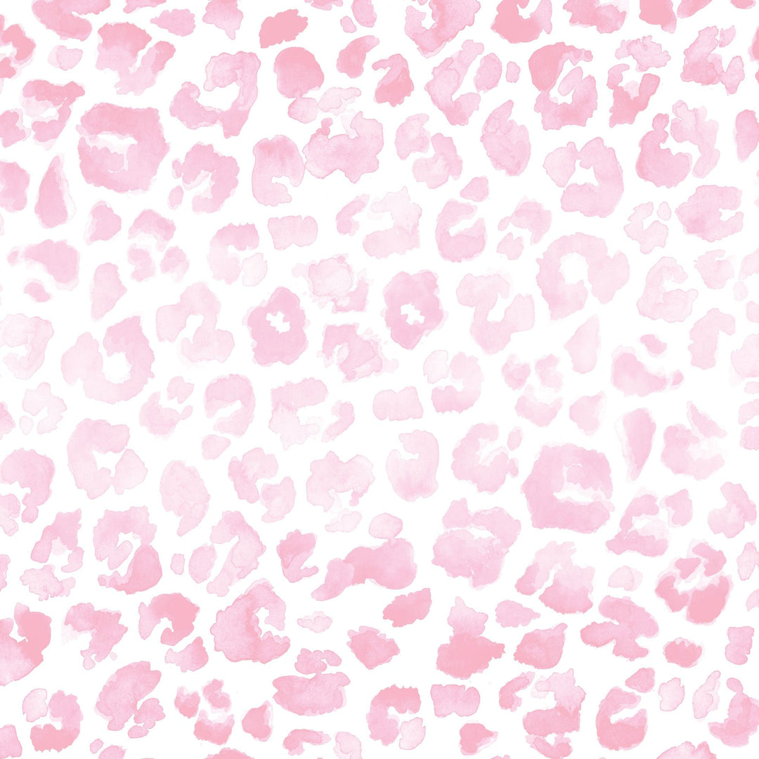 P-2362E - Pink Watercolor Leopard Print 12 x 12 Paper - Pink watercolor leopard spots scattered across a white background
