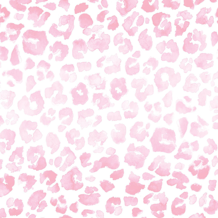 P-2362E - Pink Watercolor Leopard Print 12 x 12 Paper - Pink watercolor leopard spots scattered across a white background