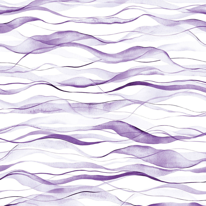 P-2367E - Purple Watercolor Birds 12 x 12 Paper - Purple and lavender watercolor streaks and wavy lines layered horizontally across a white background