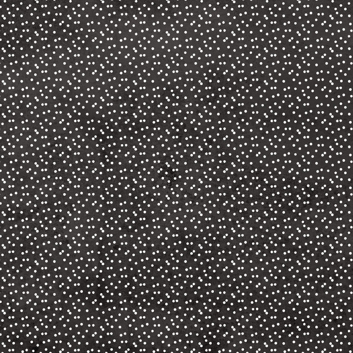 P-2371E - Black Watercolor Polka Dots 12 x 12 Paper - White polka dots scattered randomly on a dark gray background
