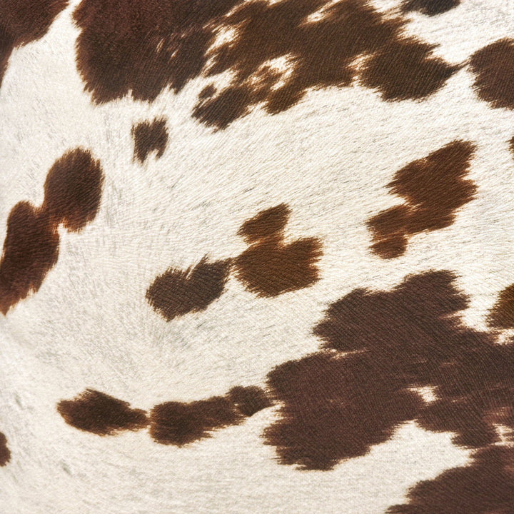 P-2395E - Brown Cow Print 12 x 12 Scrapbook Paper - Brown and white cow print pattern on textured paper with irregular spotted design