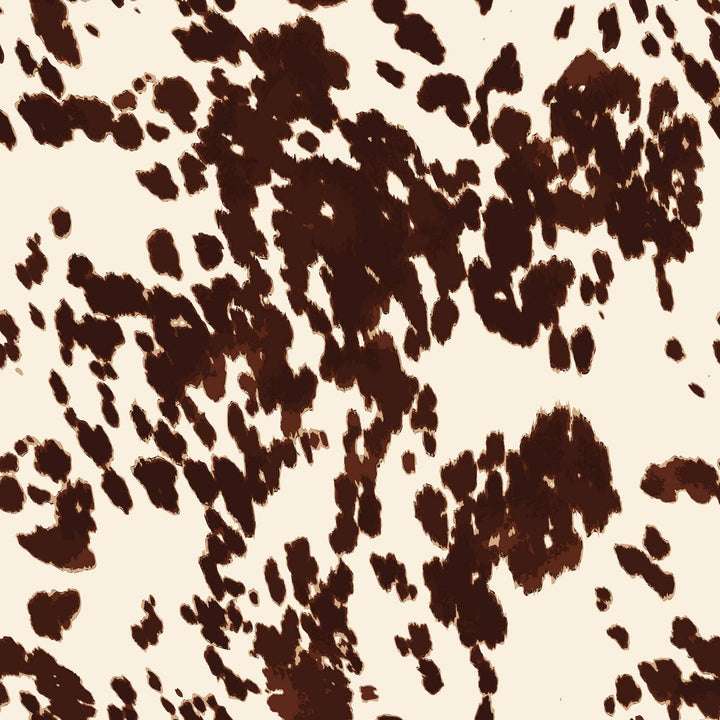 P-2395E - Brown Cow Print 12 x 12 Scrapbook Paper - Dark brown and cream cow print pattern with irregular spots and patches on a light background