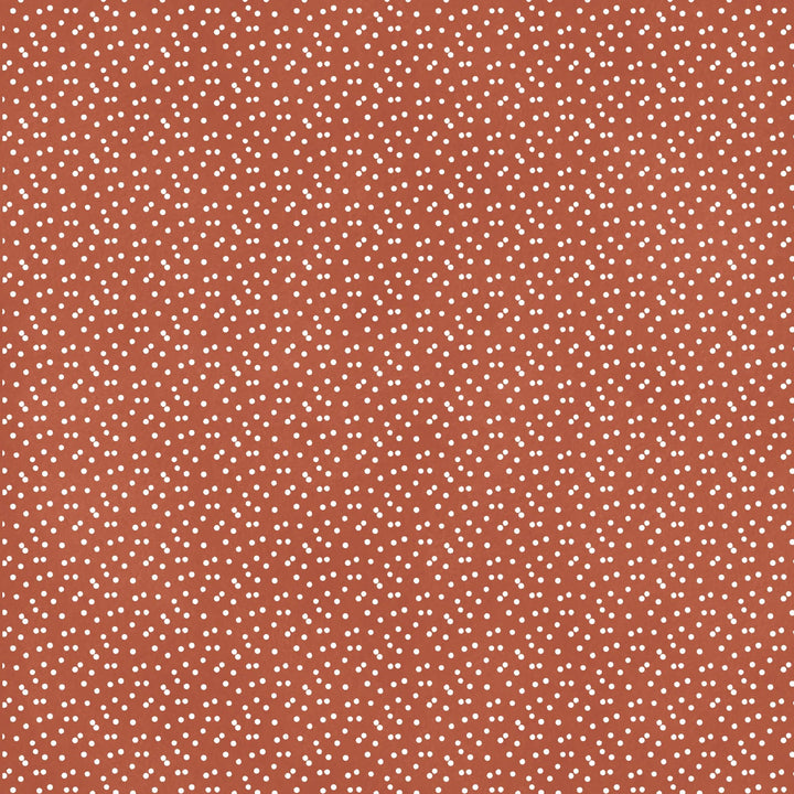 P-2399E - Terra Cotta Watercolor Polka Dots 12 x 12 Scrapbook Paper - Terra cotta background covered with a scattered pattern of small white polka dots